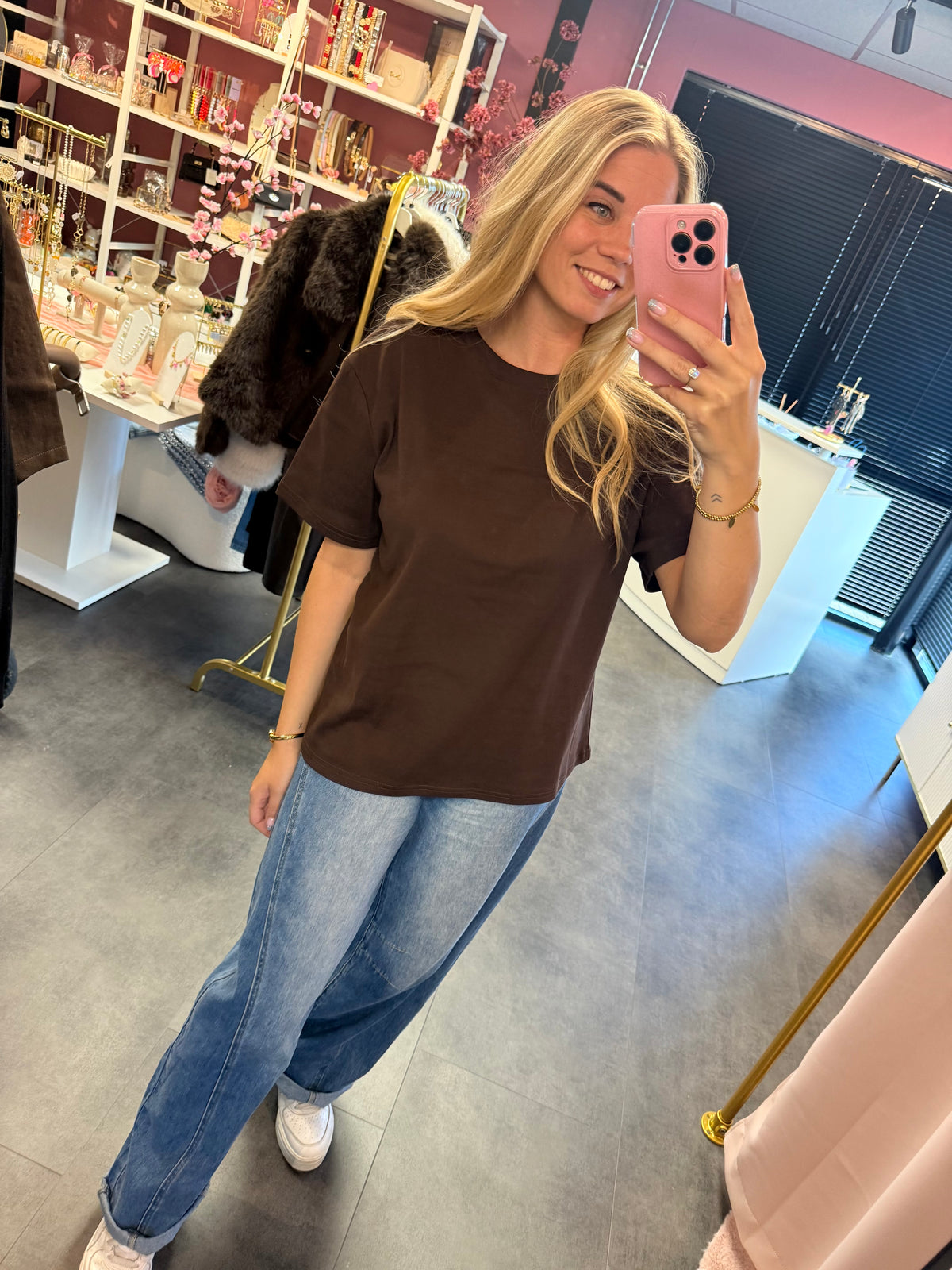 Basic oversized shirt bruin