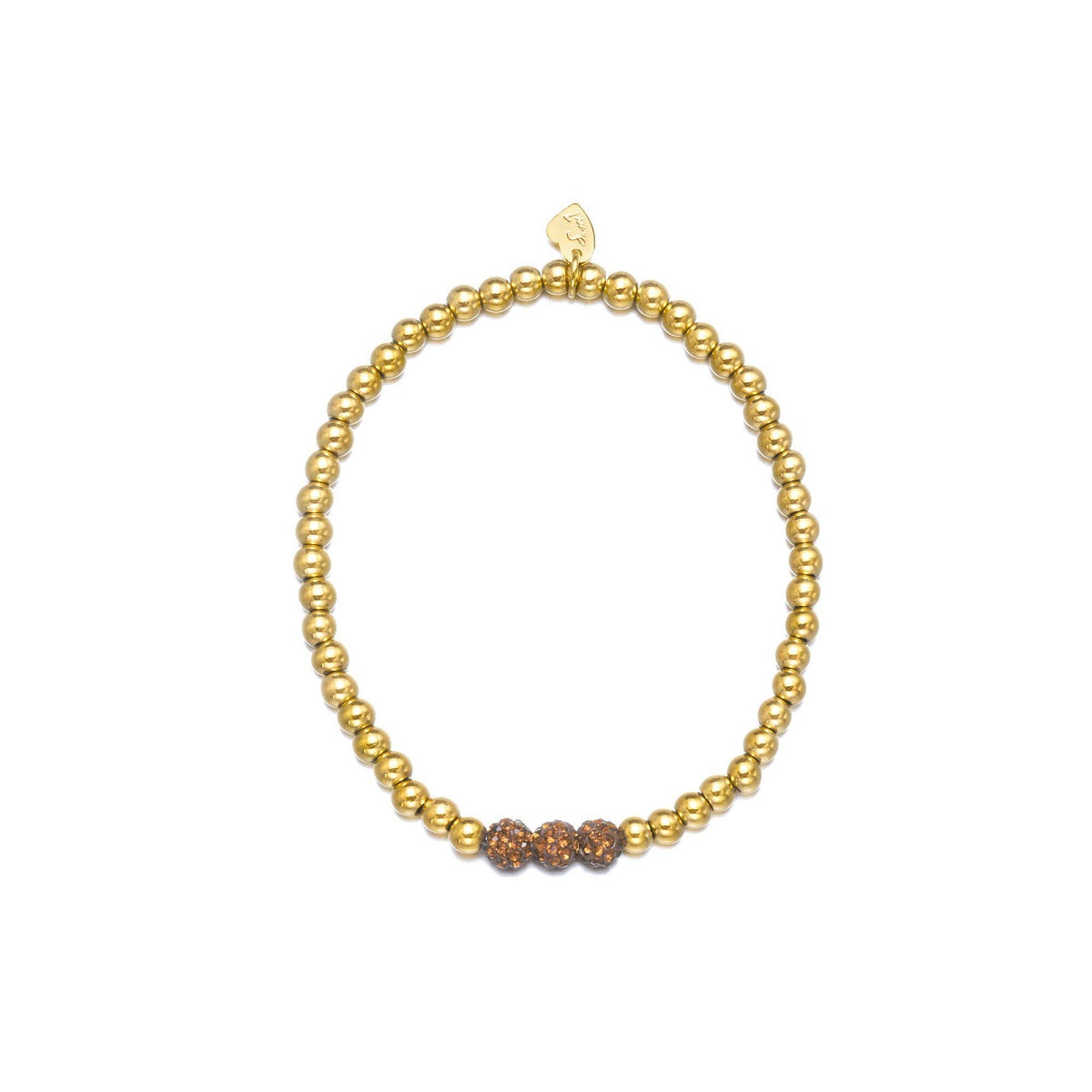 Gouden Armband bruin Strass 3 | Be Dazzled