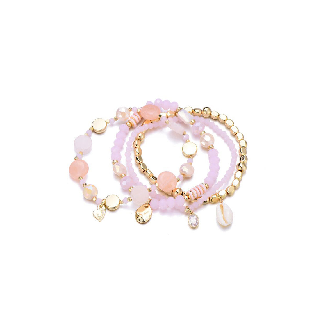 Armband Rose quartz & shell