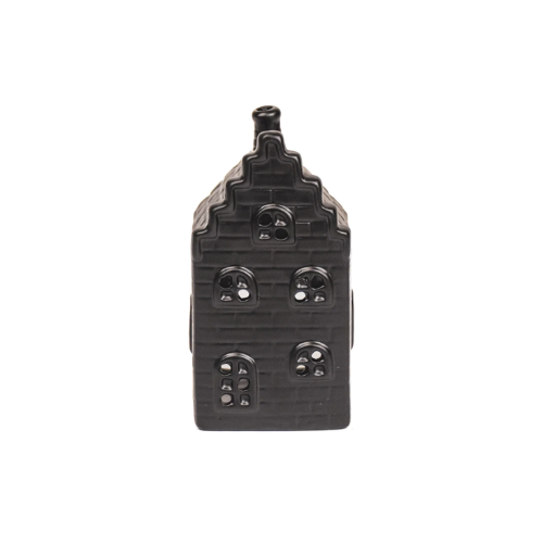 Theelichthouder grachtenpand zwart