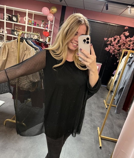 Zwarte blouse met strass steentjes