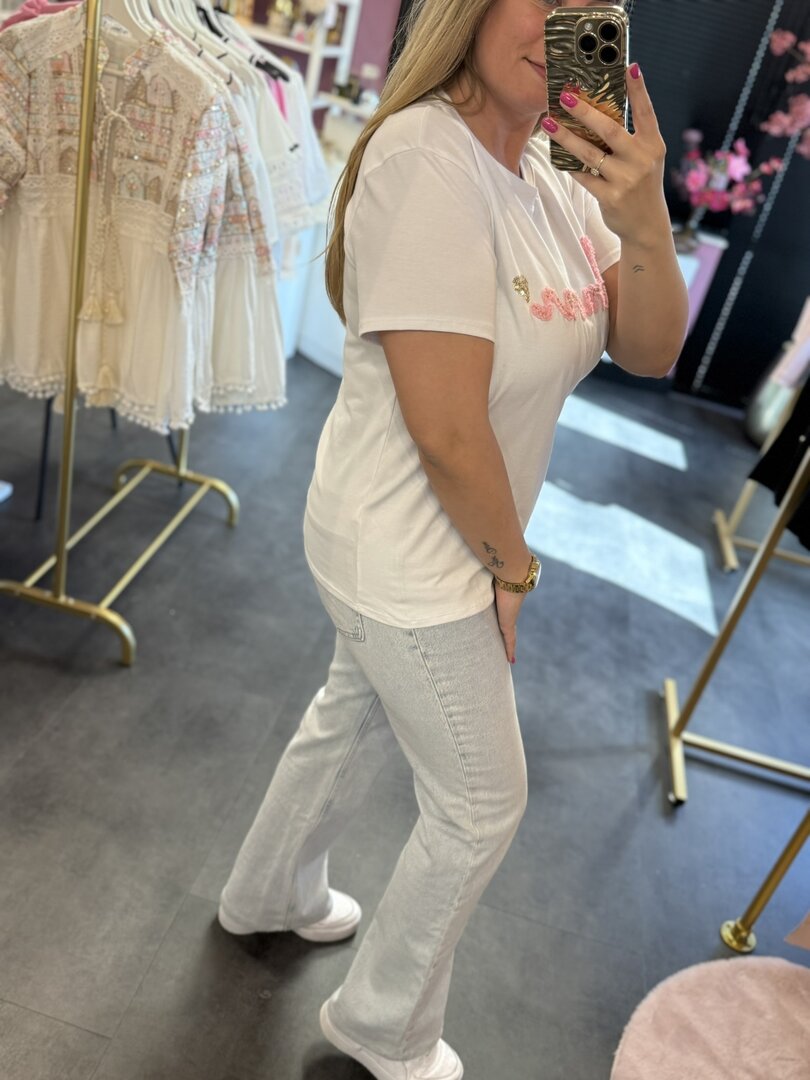 Tshirt wit Amour roze