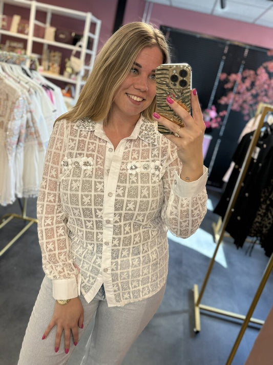 Blouse wit met kant