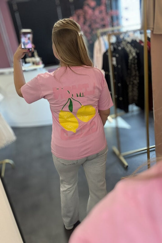 T shirt roze met citroentjes