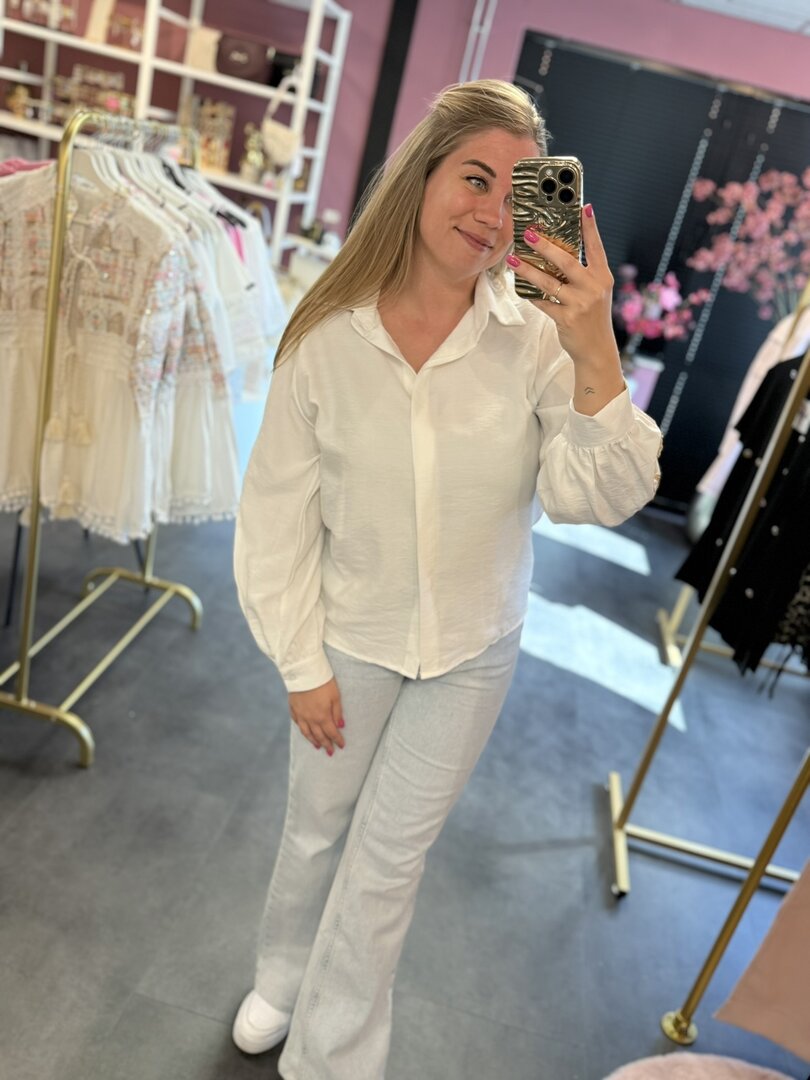 Blouse wit met gouden details