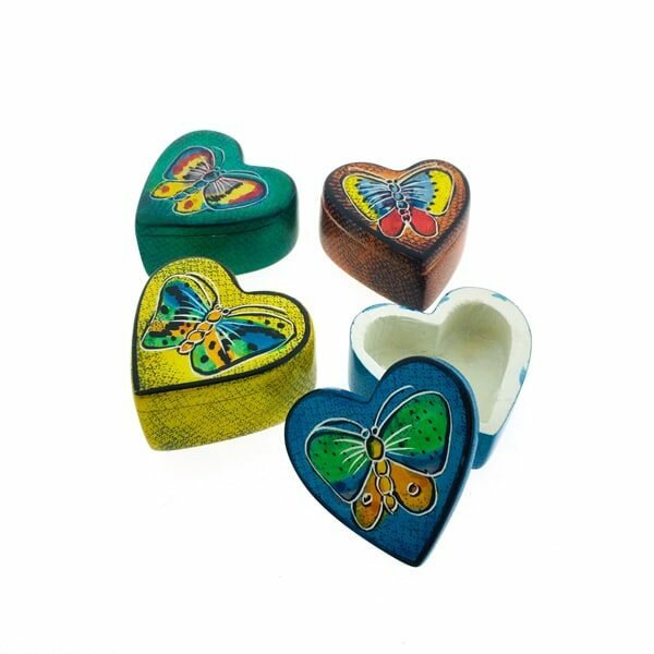 Speksteen Hart - doosje vlinder (5x5x2,2cm)