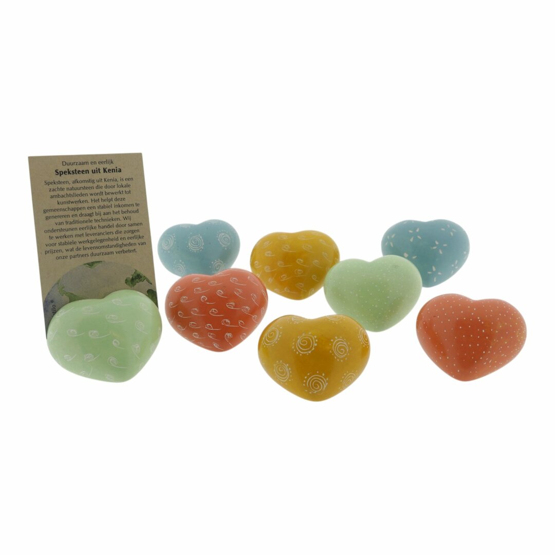 Speksteen Kaarthouder "Hart" pastel (3cm)