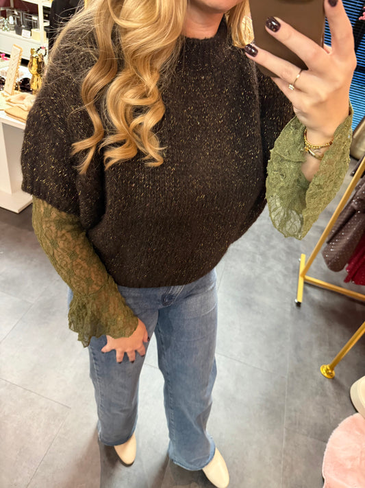 Gebreide trui Ambika glitter bruin