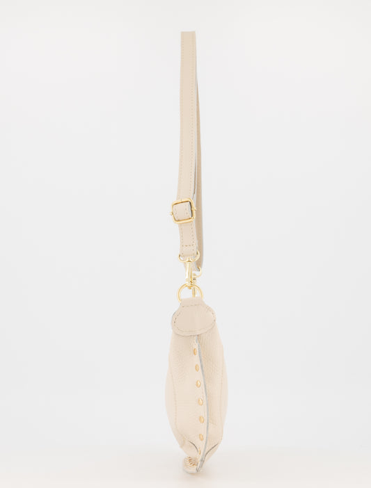 Leren tas Monica - beige met gouden studs