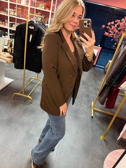 Bruine blazer strass