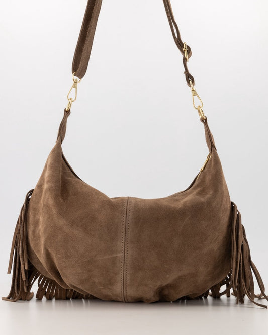 Suede tas met franjes