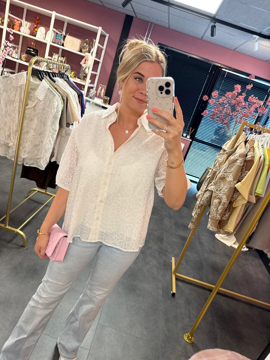 Blouse met korte mouwen wit