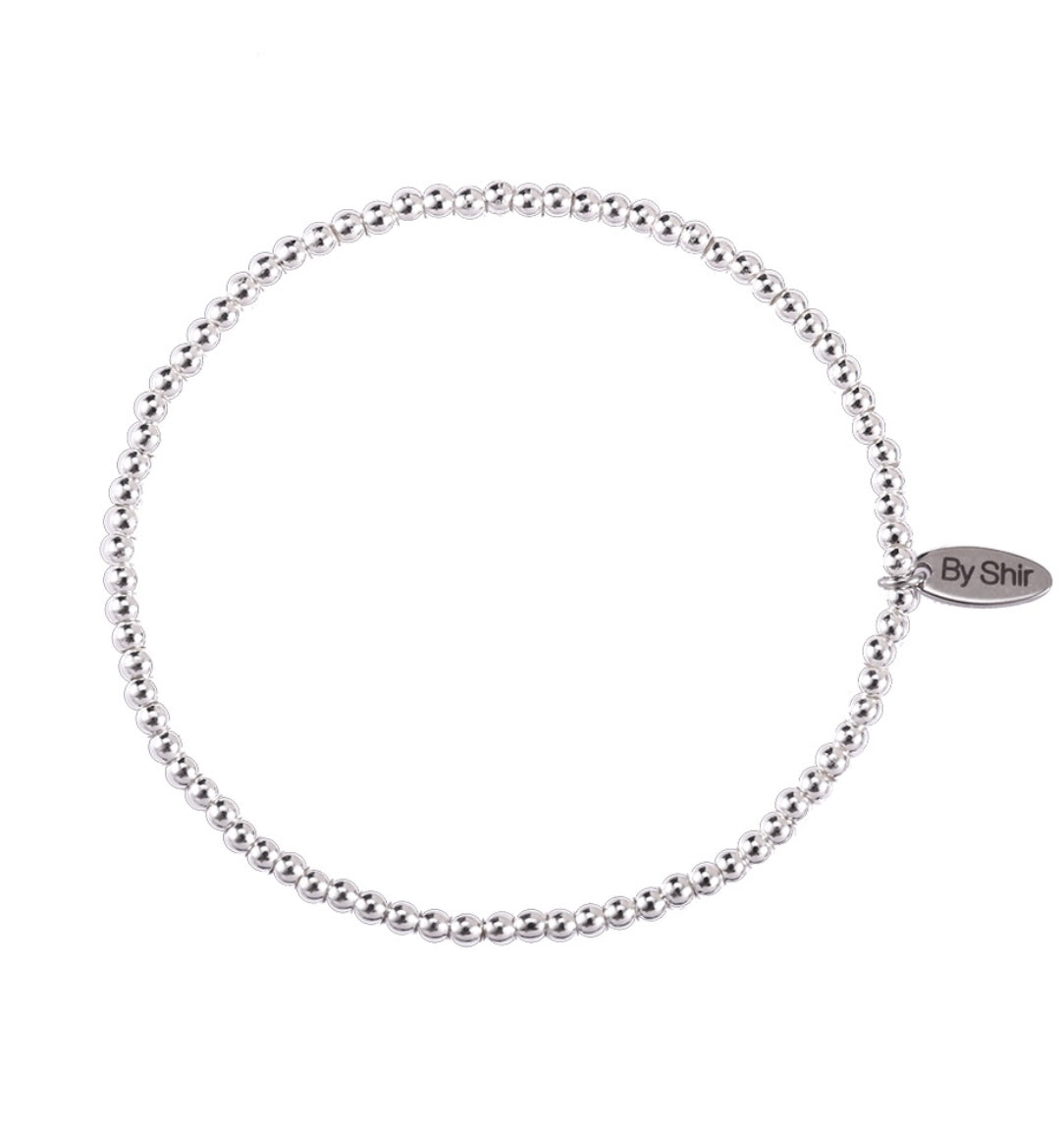 Armband kraaltjes met letter - edelstaal