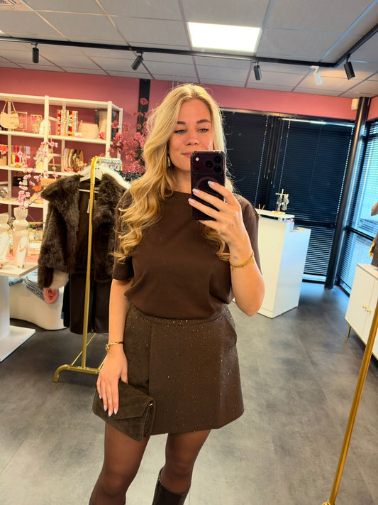 Musthave strass skort bruin