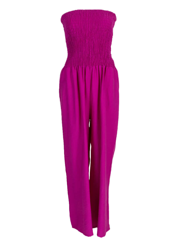 Strapless jumpsuit magenta