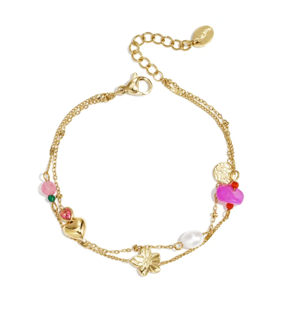 Stainless steel armband goud met kleine bedels
