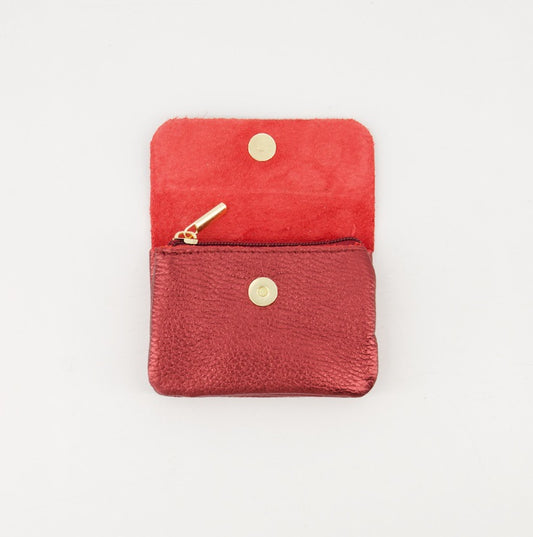 Leren portemonnee shiny bordeaux