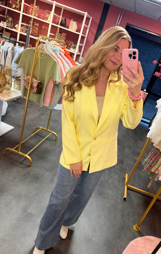 Oversized blazer geel strass