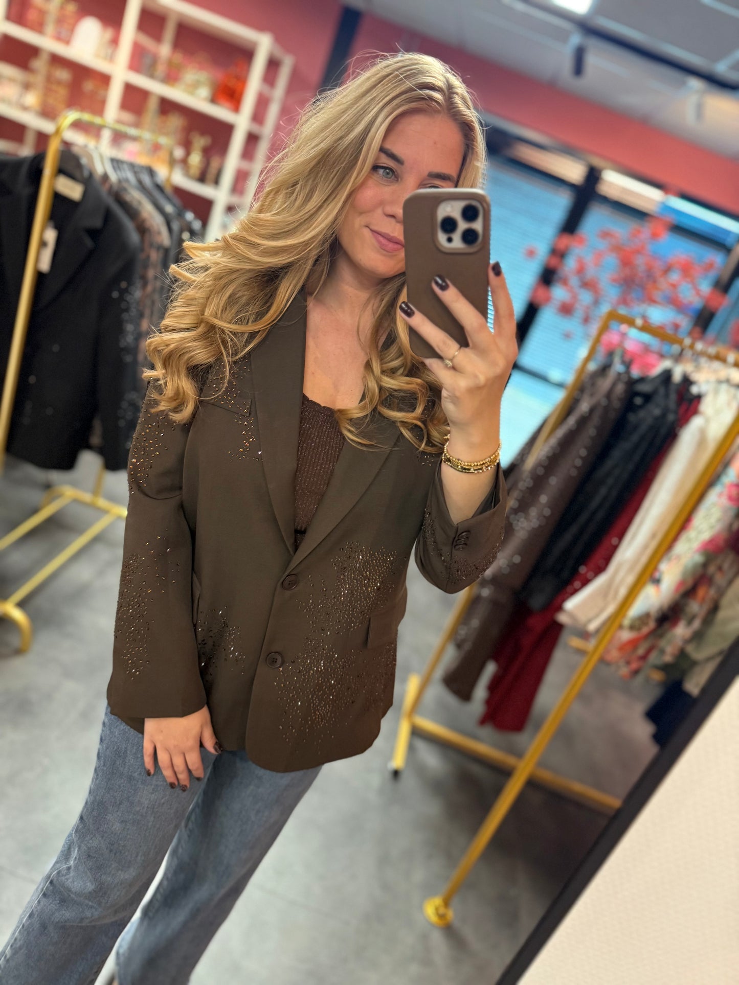 Ambika blazer bruin strass
