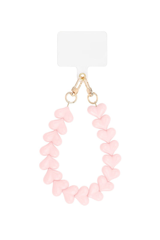 Telefoonkoord hartjes licht roze