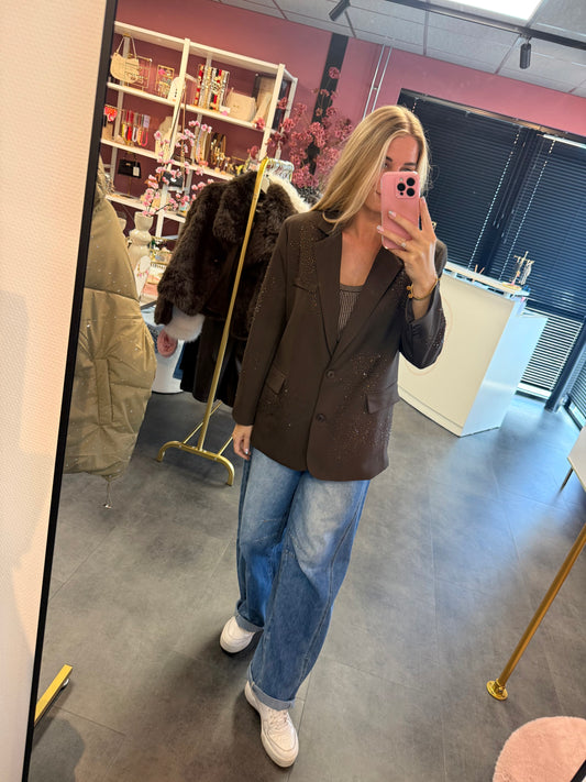 Ambika blazer bruin met strass details
