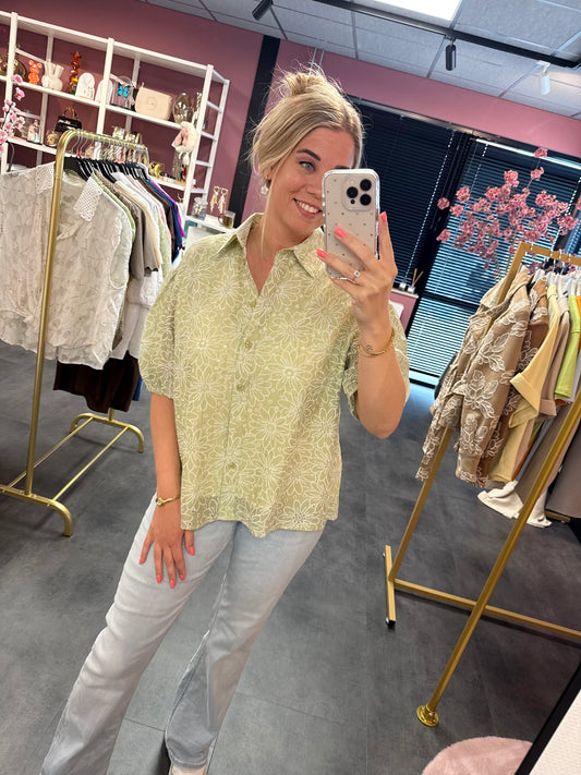 Blouse met korte mouwen groen