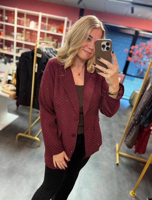 Burgundy blazer strass