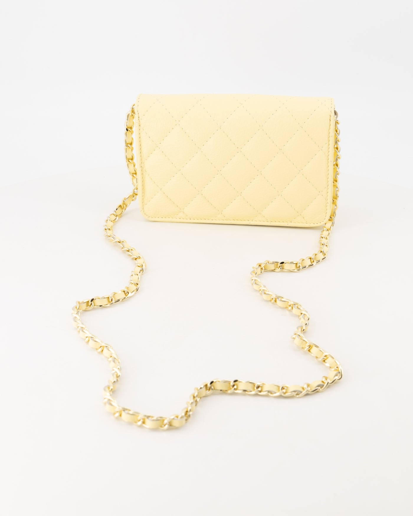 Crossbody tas met kettinghengsel geel