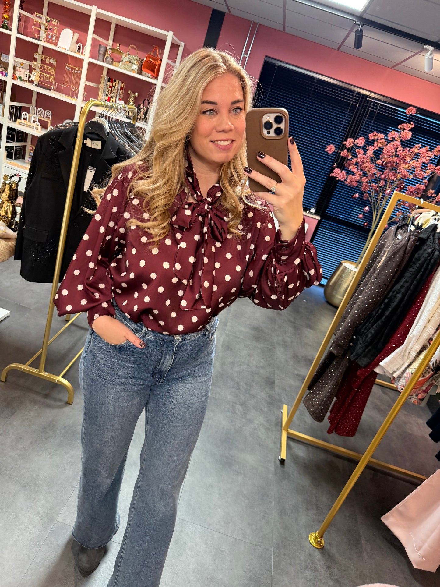 Polkadot Blouse Bordeaux