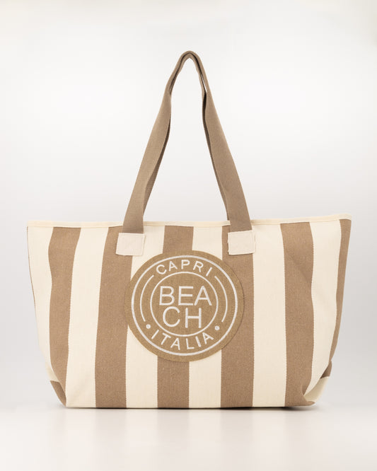Capri canvas schoudertas beige