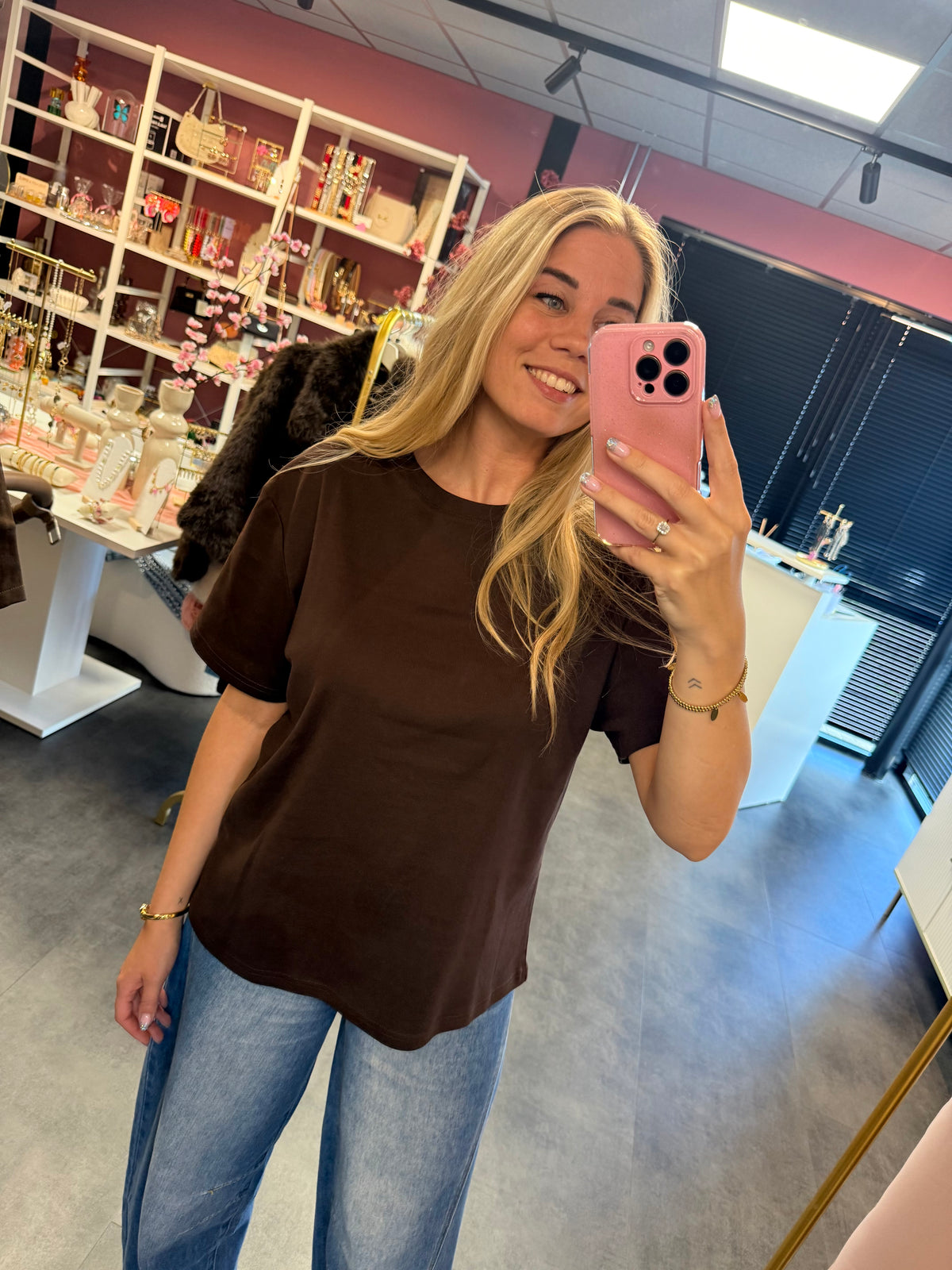 Basic oversized shirt bruin