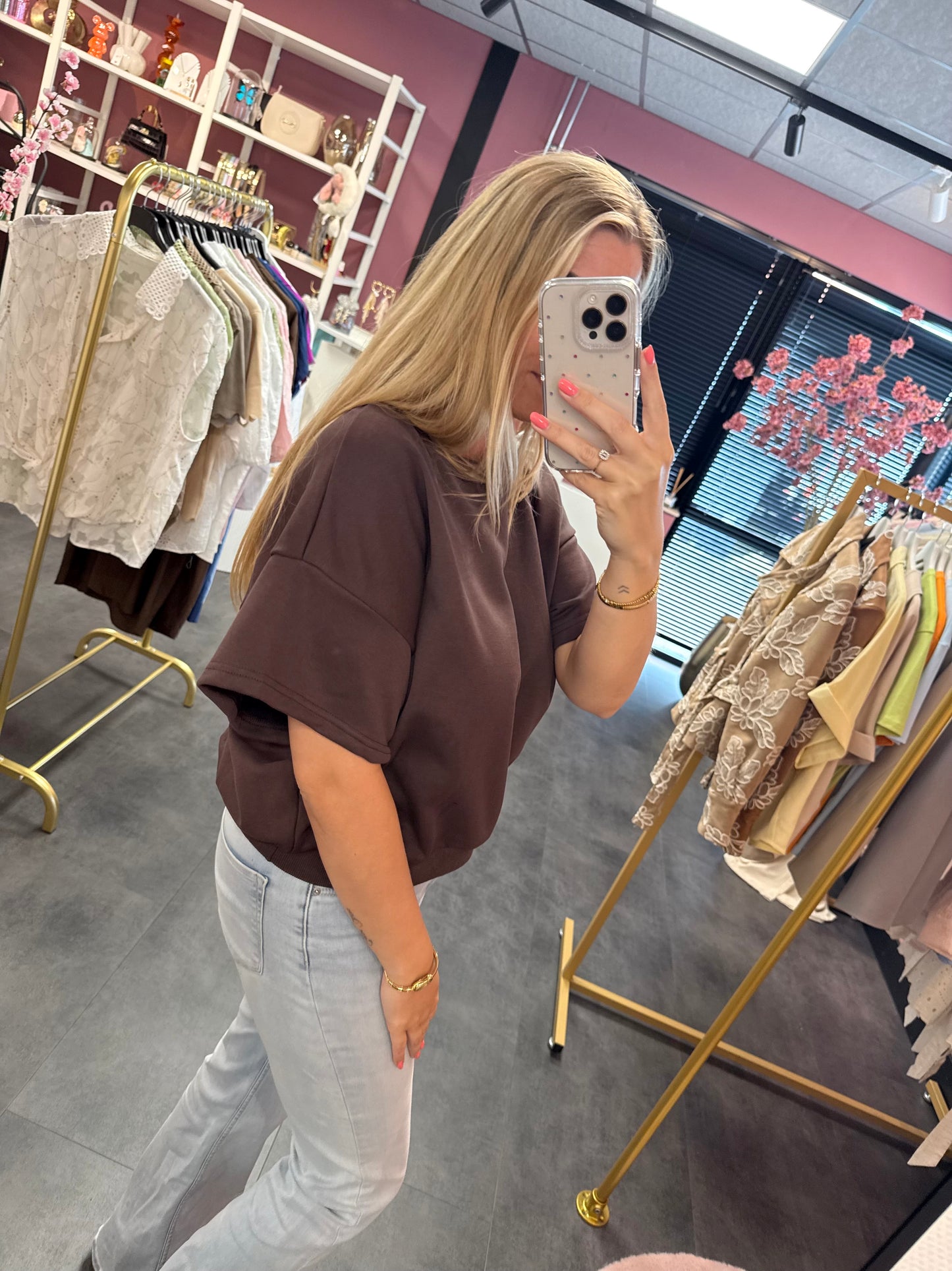 Sweater shirt donker bruin