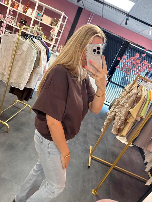 Sweater shirt donker bruin