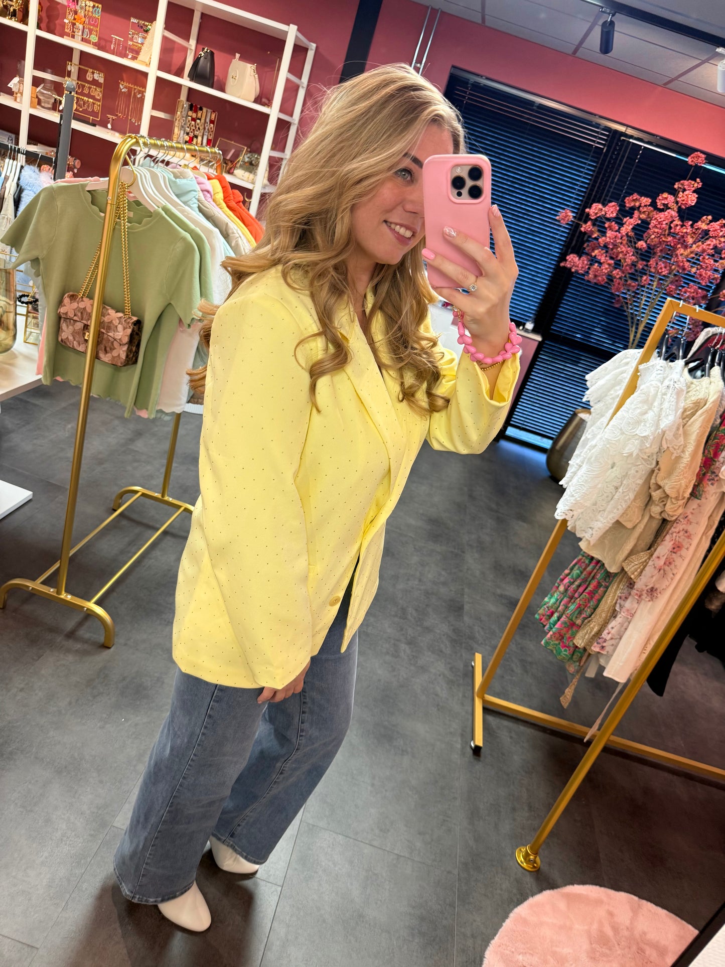 Oversized blazer geel strass