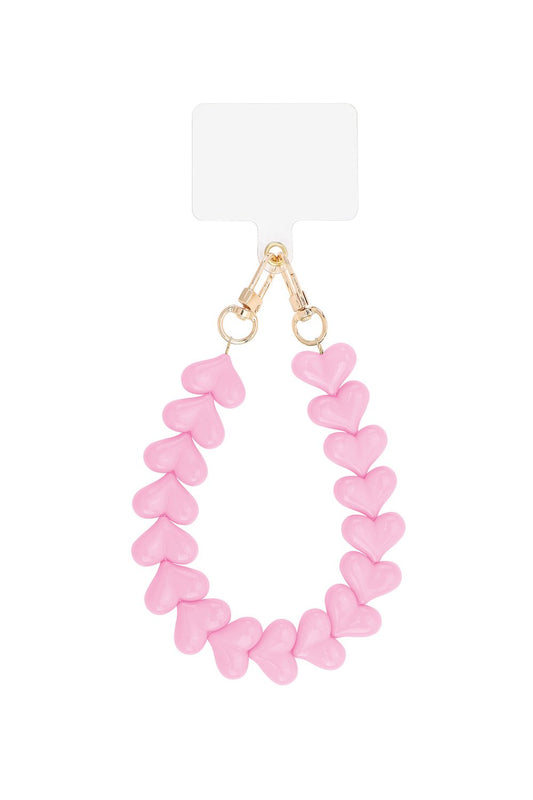 Telefoonkoord hartjes roze