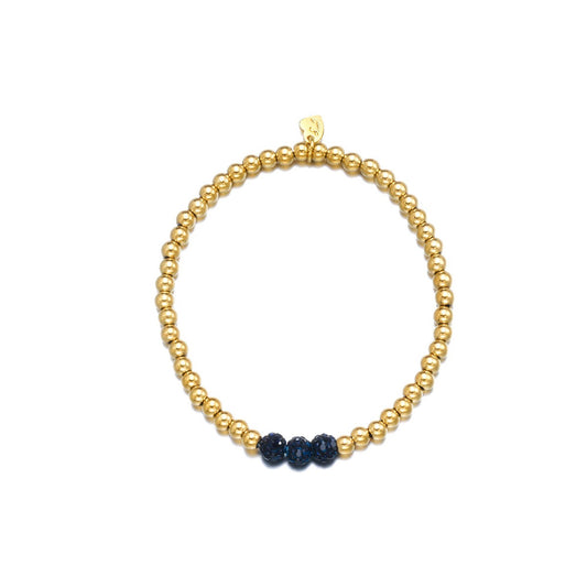 Gouden Armband blauw Strass 3 | Be Dazzled