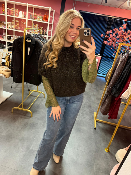 Gebreide trui Ambika glitter bruin