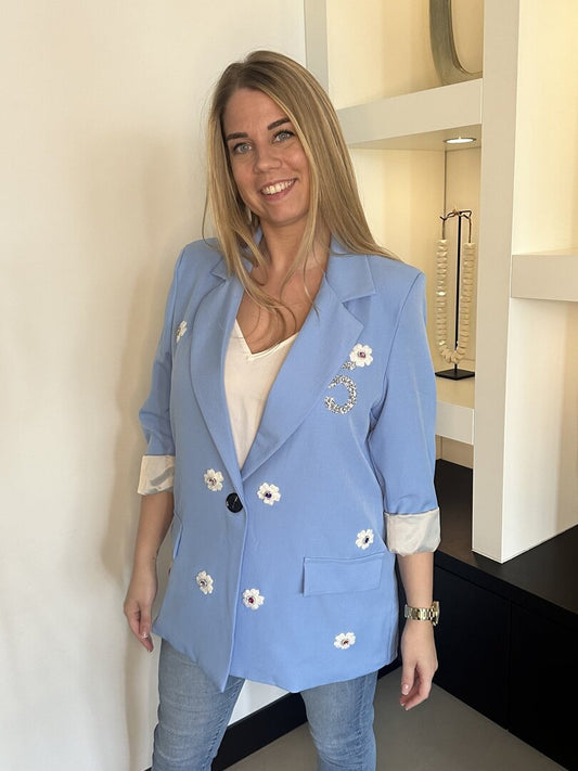 Blazer met applicaties blauw