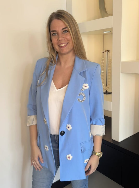 Blazer met applicaties blauw