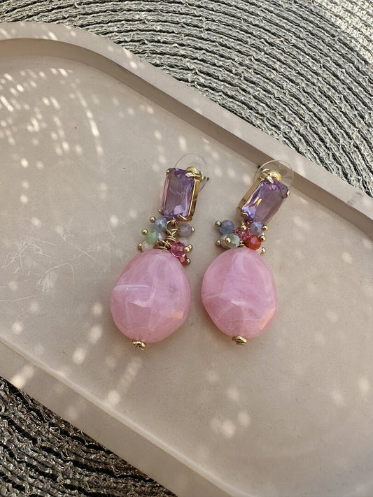 Oorbel wedding guest pink