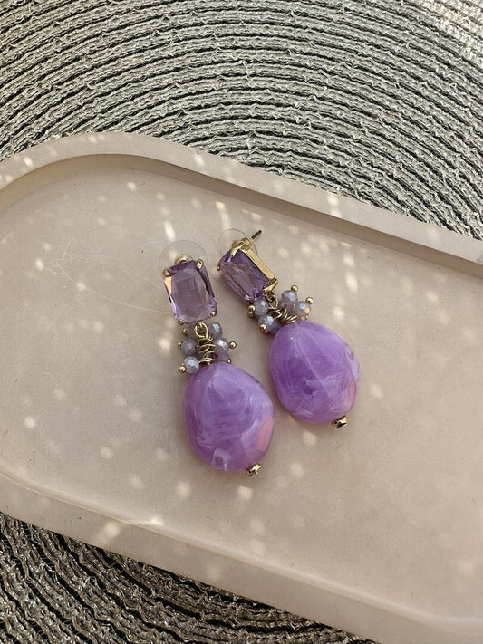 Oorbel wedding guest purple