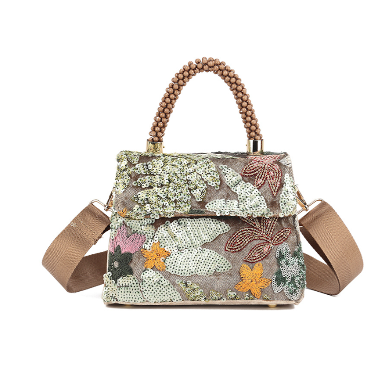 Handtas pailletten Taupe