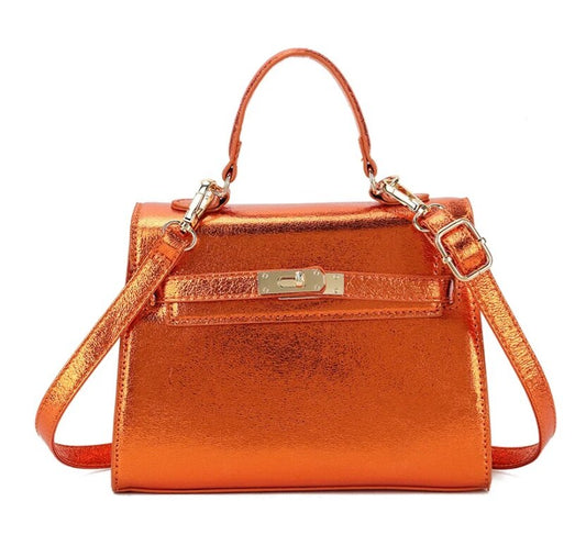 Metallic handtas oranje