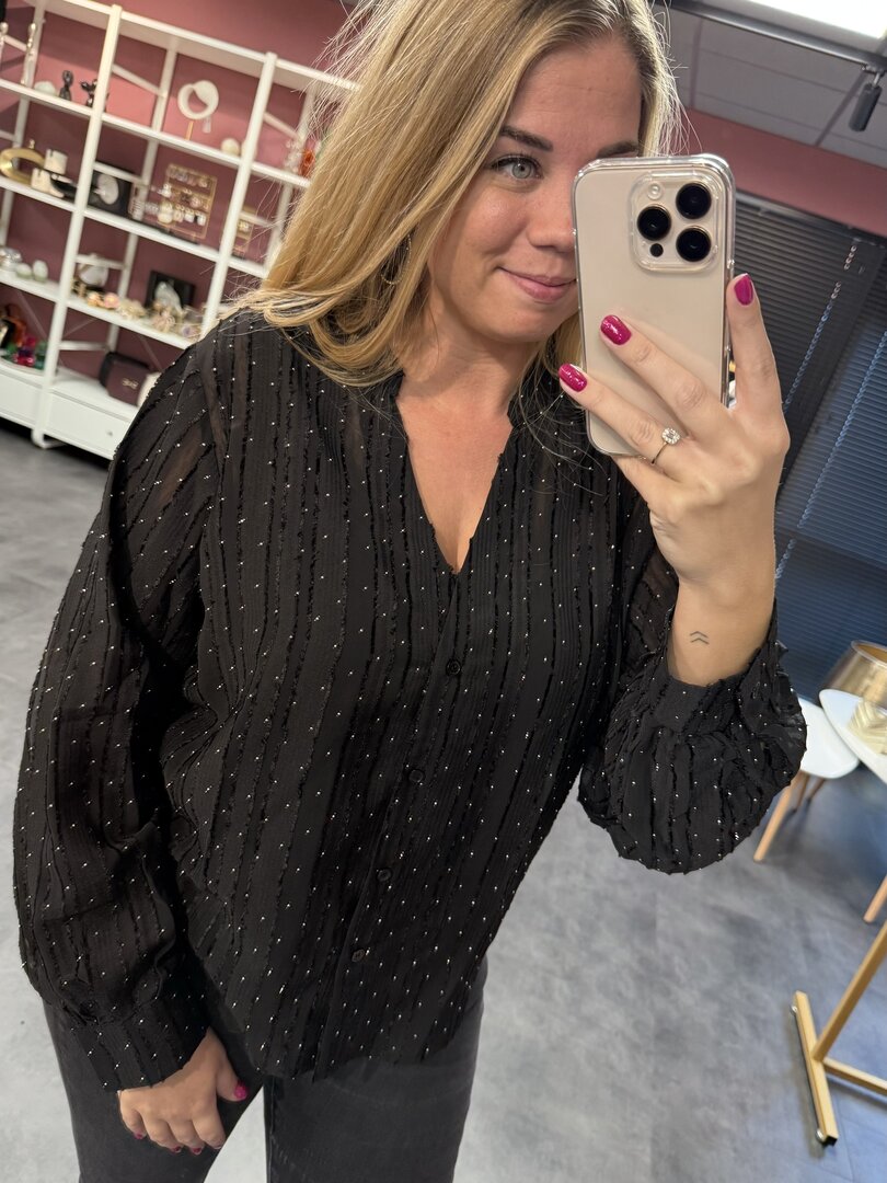 Strass blouse zwart