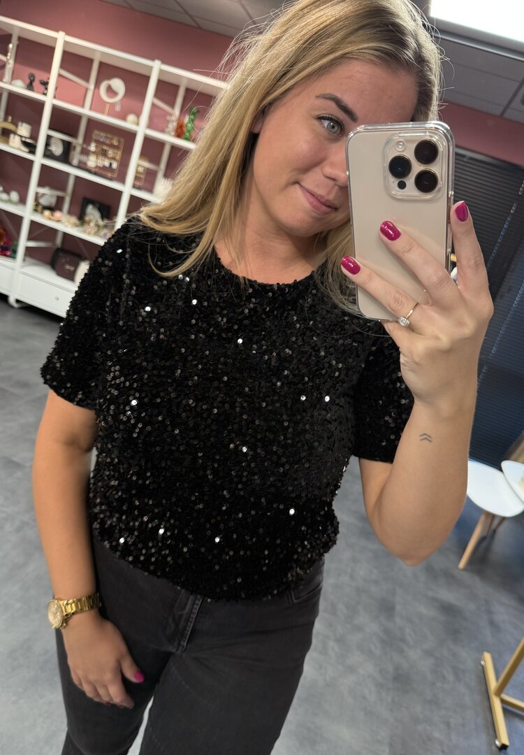 Pailletten top zwart