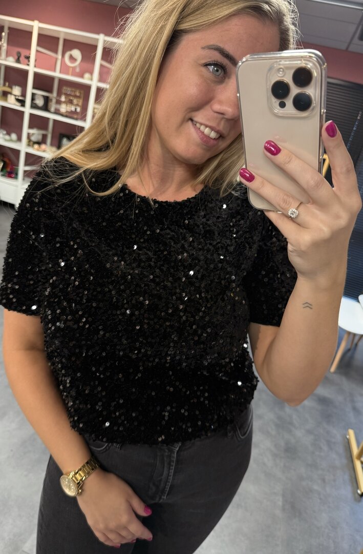 Pailletten top zwart