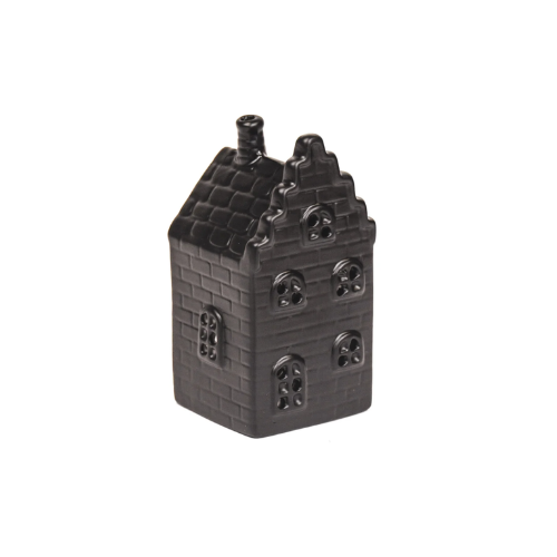 Theelichthouder grachtenpand zwart