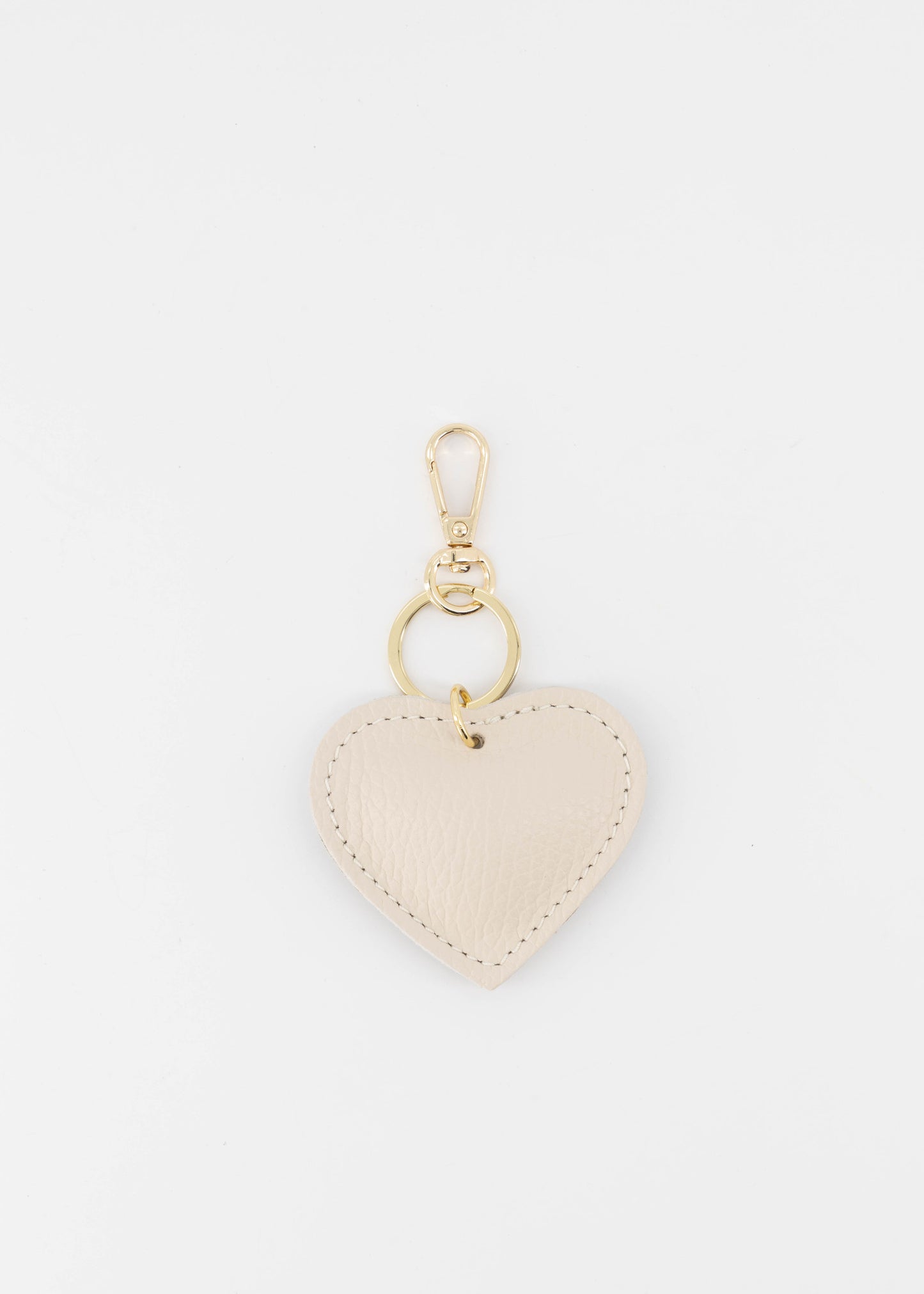 Hart sleutelhanger beige