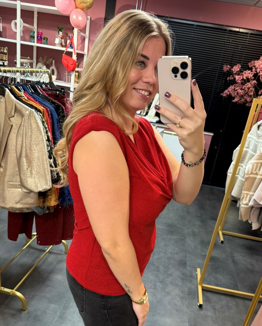 Glitter top rood
