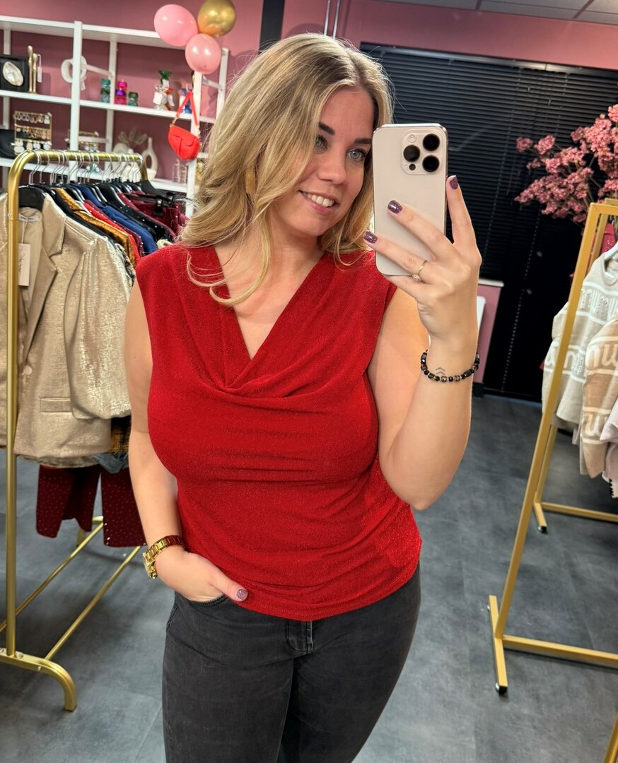 Glitter top rood